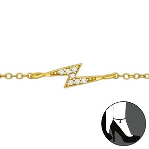 14K Gold Vermeil Lightning Bolt Anklet